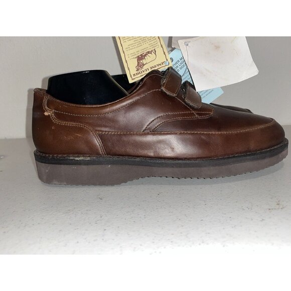 Eva-Tech Shoes Men 12 EEEE Footonic II Slip On Brown Leather Hook & Loop Comfort - Picture 4 of 10